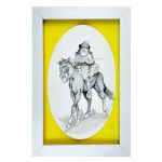 قاب نقاشی آبرنگ سوار تنهایی