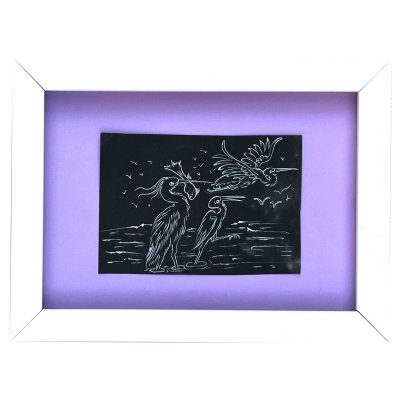 قاب نقاشی آبرنگ راز پرواز