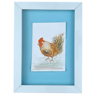 قاب نقاشی آبرنگ خروس