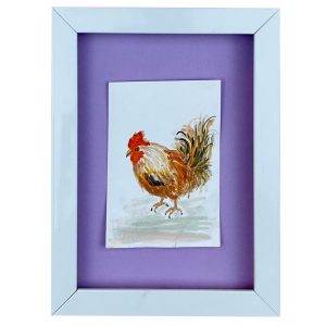 قاب نقاشی آبرنگ خروس