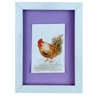 قاب نقاشی آبرنگ خروس