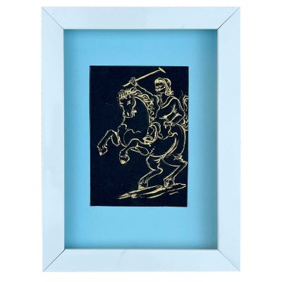 قاب نقاشی آبرنگ سوار زرین