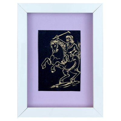 قاب نقاشی آبرنگ سوار زرین